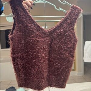 Burgundy fuzzy crop top #fuzzytop